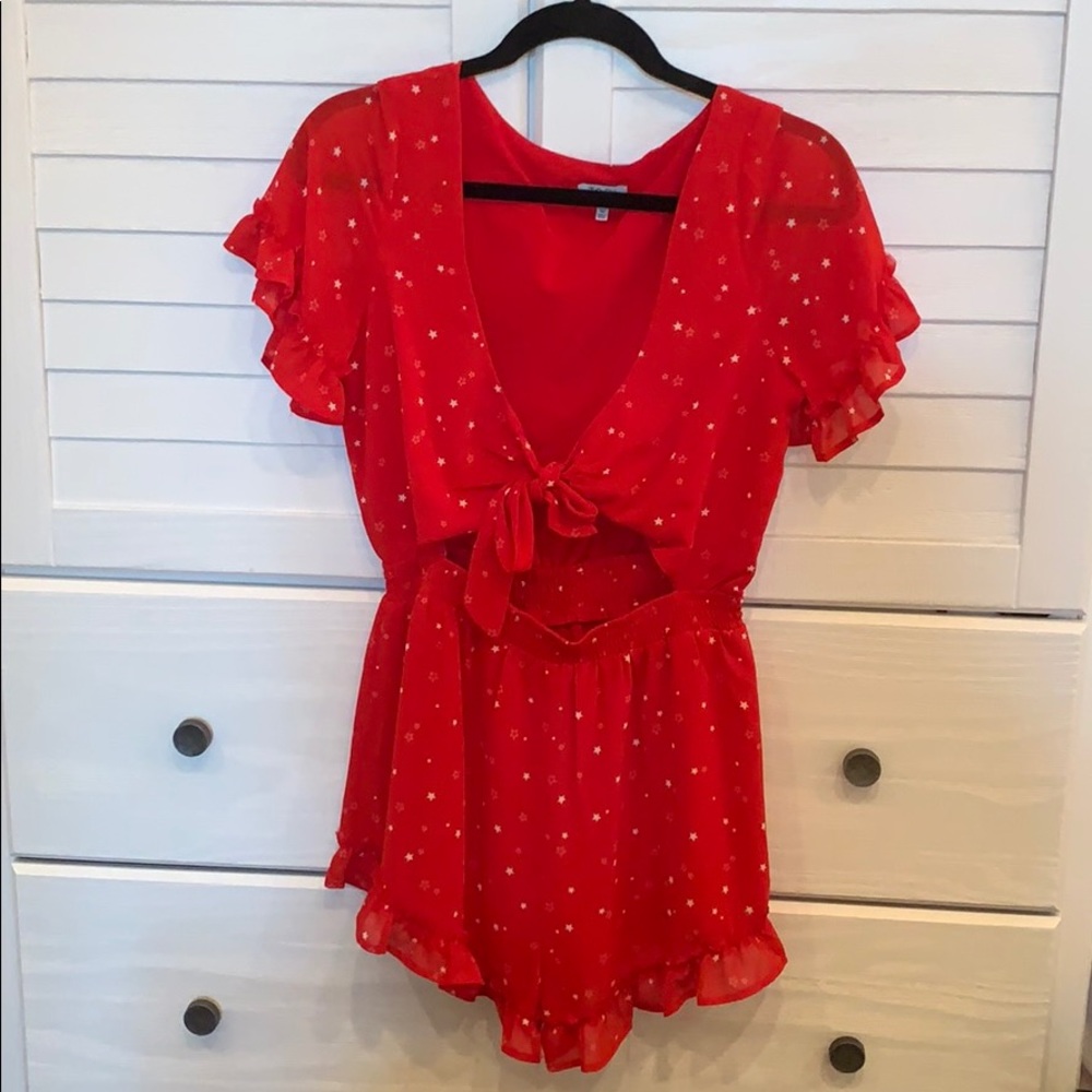 Pink star romper